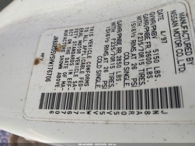 Продаж на аукціоні авто 1997 Nissan Pathfinder Le/se/xe, vin: JN8AR05Y5VW176706, номер лоту: 46180992