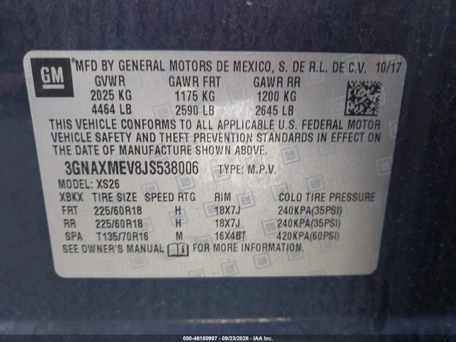 Chevrolet Equinox Premier 2018 3GNAXMEV8JS538006 Image 9
