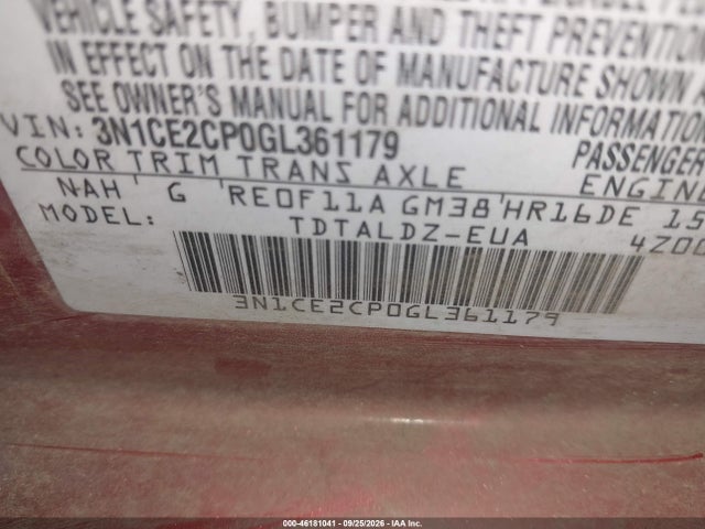 Nissan Versa Note S (sr)/s Plus/sl/sr/sv 2016 3N1CE2CP0GL361179 Image 9