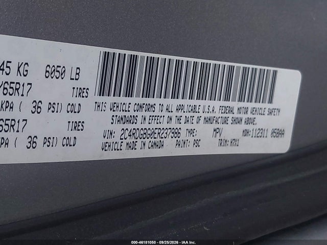 Продаж на аукціоні авто 2014 Dodge Grand Caravan Se, vin: 2C4RDGBG0ER237986, номер лоту: 46181050