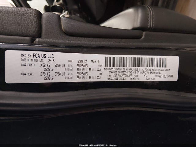 Продаж на аукціоні авто 2015 Jeep Grand Cherokee Altitude, vin: 1C4RJFAG2FC786328, номер лоту: 46181090