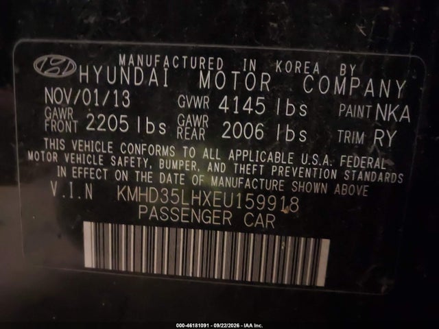 Продажа на аукционе авто 2014 Hyundai Elantra Gt Base W/blue, vin: KMHD35LHXEU159918, номер лота: 46181091