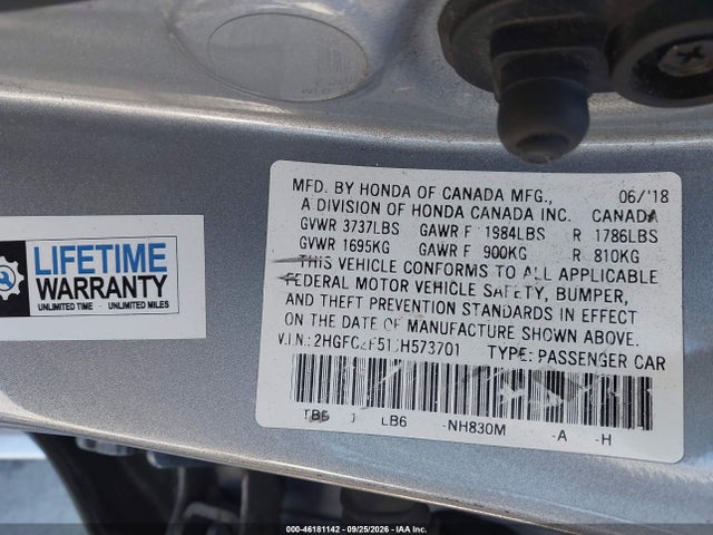 Honda Civic Lx 2018 2HGFC2F51JH573701 Image 9