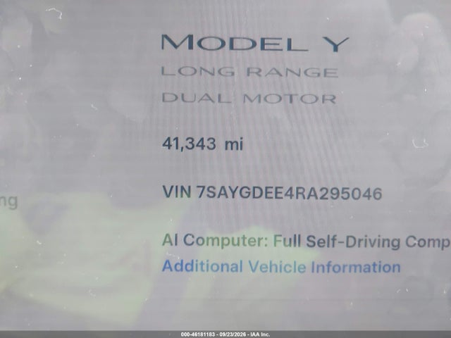 Продаж на аукціоні авто 2024 Tesla Model Y Long Range Dual Motor All-wheel Drive, vin: 7SAYGDEE4RA295046, номер лоту: 46181183