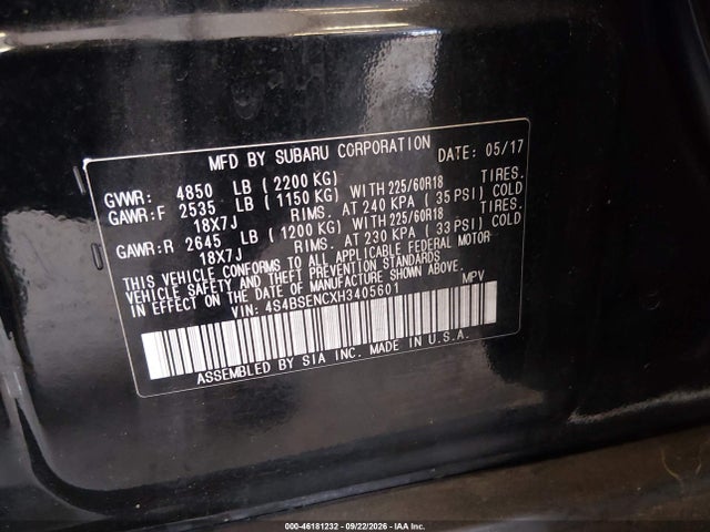 Subaru Outback 3.6r Limited 2017 4S4BSENCXH3405601 Image 9