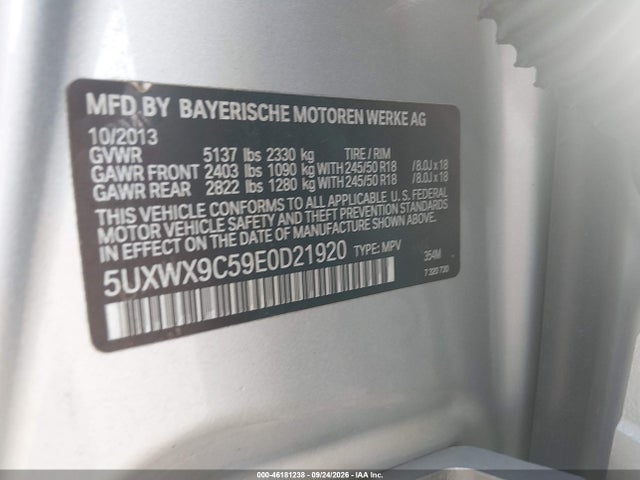 Aukcja sprzedaży 2014 Bmw X3 Xdrive28i, vin: 5UXWX9C59E0D21920, numer aukcji: 46181238