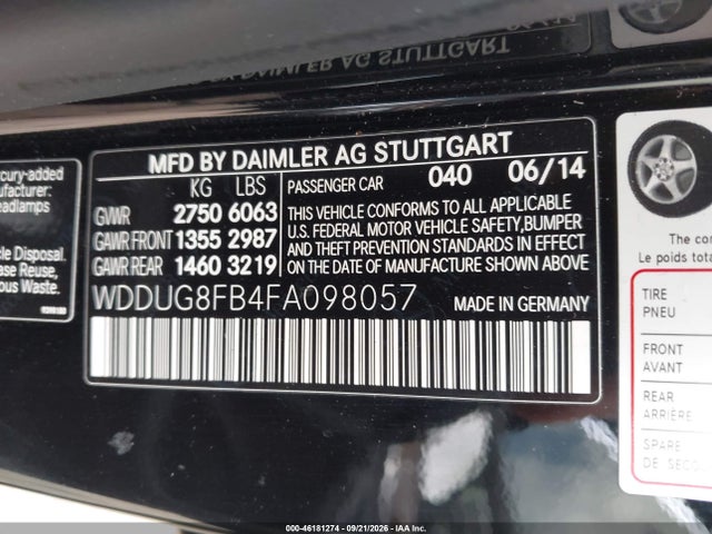 2015 Mercedes-benz S 550 4matic მანქანა იყიდება აუქციონზე, vin: WDDUG8FB4FA098057, აუქციონის ნომერი: 46181274