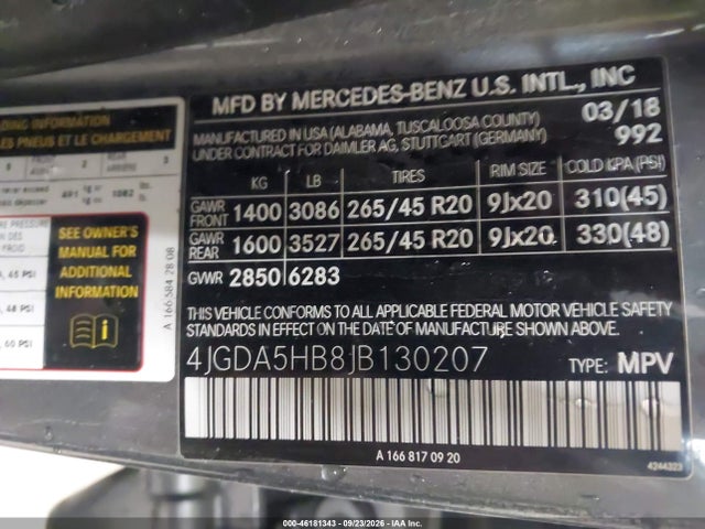 Продажа на аукционе авто 2018 Mercedes-benz Gle 350 4matic, vin: 4JGDA5HB8JB130207, номер лота: 46181343