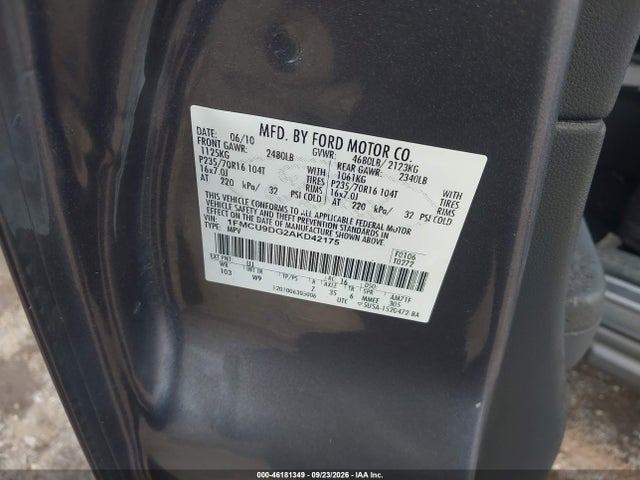 Aukcja sprzedaży 2010 Ford Escape Xlt, vin: 1FMCU9DG2AKD42175, numer aukcji: 46181349