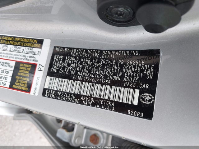 46181388 :رقم المزاد ، 4T1BF1FK4EU811284 vin ، 2014 Toyota Camry Xle مزاد بيع
