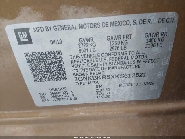 Продажа на аукционе авто 2019 Chevrolet Blazer Premier, vin: 3GNKBKRSXKS612521, номер лота: 46181394