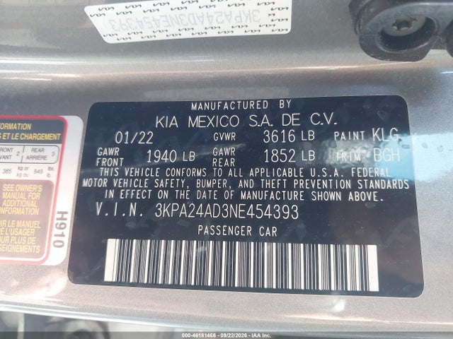 KIA RIO S 2022 3KPA24AD3NE454393 Image 9