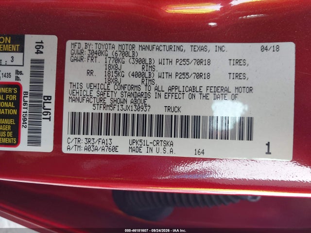 5TFRM5F13JX130937 Toyota Tundra Sr 4.6l V8