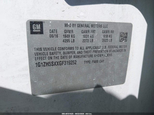 46181625 :رقم المزاد ، 1G1ZH5SXXGF319252 vin ، 2016 Chevrolet Malibu Premier مزاد بيع