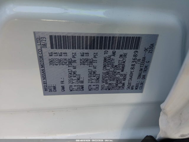 Продаж на аукціоні авто 2023 Nissan Rogue S Fwd, vin: 5N1BT3AA0PC883689, номер лоту: 46181626