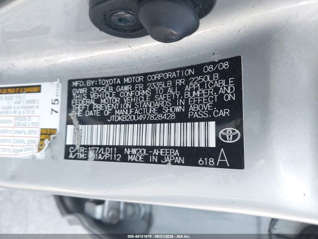 Продажа на аукционе авто 2009 Toyota Prius, vin: JTDKB20U497828428, номер лота: 46181679