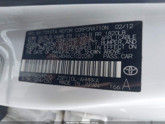 Aukcja sprzedaży 2012 Scion Xd, vin: JTKKU4B46C1022287, numer aukcji: 46181754