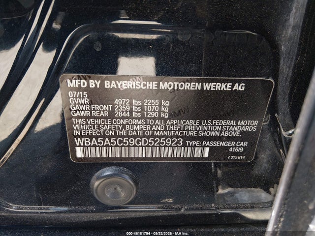 WBA5A5C59GD525923 BMW 528I