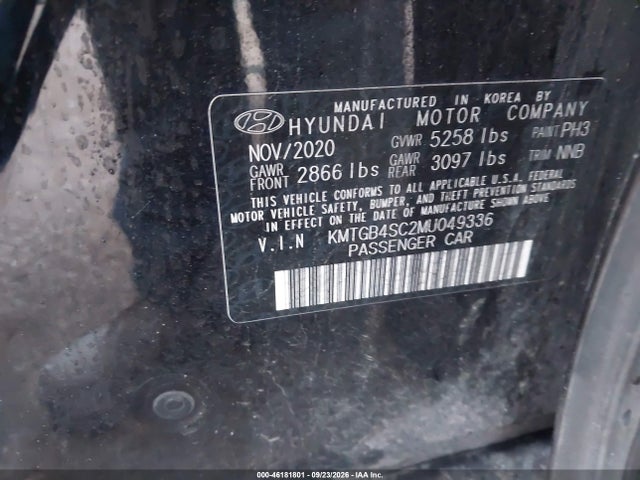 46181801 :رقم المزاد ، KMTGB4SC2MU049336 vin ، 2021 Genesis G80 2.5t Awd مزاد بيع