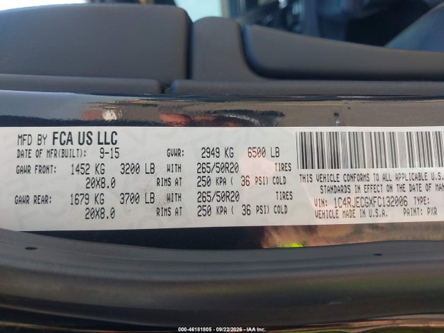 1C4RJECGXFC132006 Jeep Grand Cherokee High Altitude