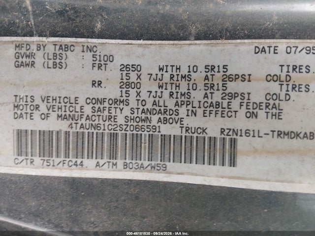 Aukcja sprzedaży 1995 Toyota Tacoma, vin: 4TAUN61C2SZ066591, numer aukcji: 46181830