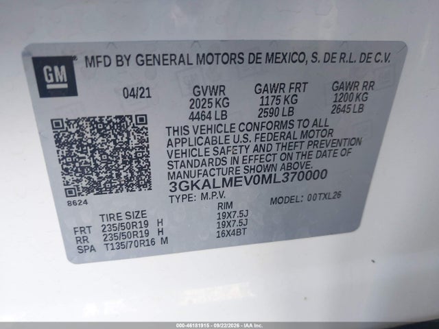 2021 Gmc Terrain Fwd Sle მანქანა იყიდება აუქციონზე, vin: 3GKALMEV0ML370000, აუქციონის ნომერი: 46181915