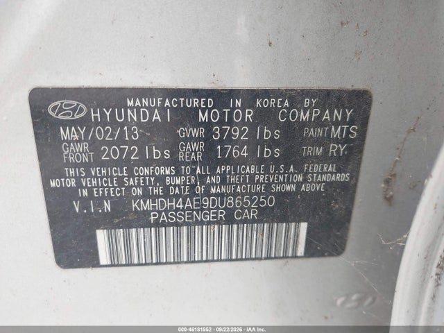 Aukcja sprzedaży 2013 Hyundai Elantra Limited, vin: KMHDH4AE9DU865250, numer aukcji: 46181952