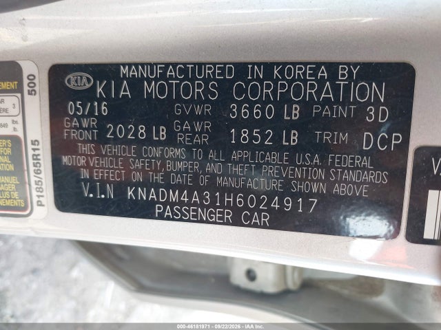KIA RIO LX 2017 KNADM4A31H6024917 Image 9