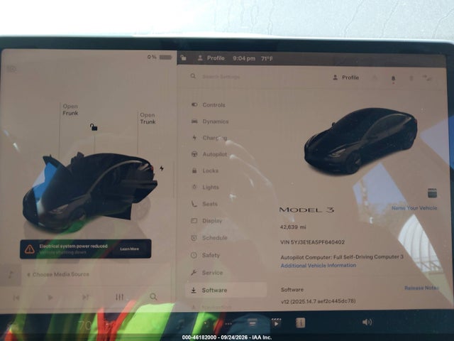 46182000 :رقم المزاد ، 5YJ3E1EA5PF640402 vin ، 2023 Tesla Model 3 Rear-wheel Drive مزاد بيع