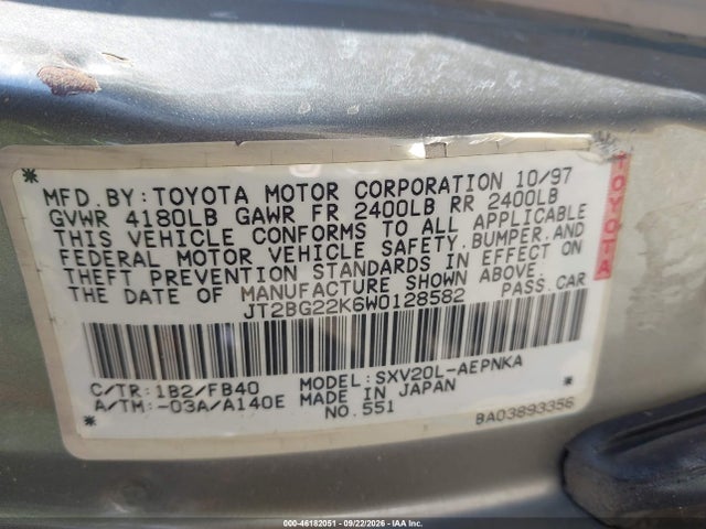 Продажа на аукционе авто 1998 Toyota Camry Le, vin: JT2BG22K6W0128582, номер лота: 46182051