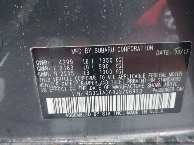 Aukcja sprzedaży 2018 Subaru Impreza 2.0i Premium, vin: 4S3GTAD68J3706823, numer aukcji: 46182060