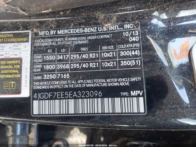 Aukcja sprzedaży 2014 Mercedes-benz Gl 63 Amg 4matic, vin: 4JGDF7EE5EA323096, numer aukcji: 46182150