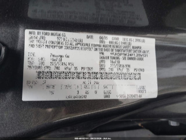 Ford FOCUS SE 2015 1FADP3K24FL289121 Image 9