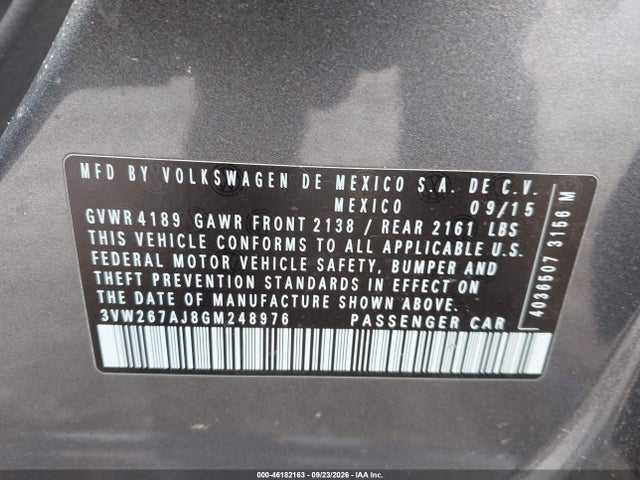 Auction sale of the 2016 Volkswagen Jetta 1.4t S, vin: 3VW267AJ8GM248976, lot number: 46182163