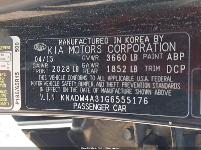 KIA RIO LX 2016 KNADM4A31G6555176 Image 9