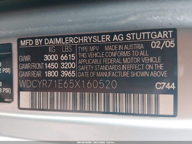 Aukcja sprzedaży 2005 Mercedes-benz G 55 Amg 4matic/grand Edition 4matic, vin: WDCYR71E65X160520, numer aukcji: 46182269