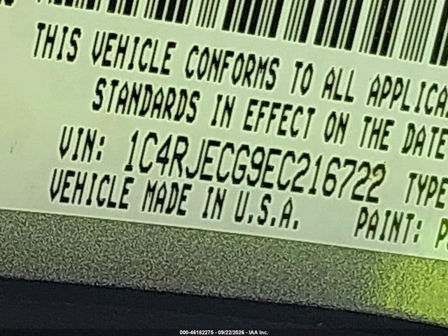 1C4RJECG9EC216722 Jeep Grand Cherokee Overland