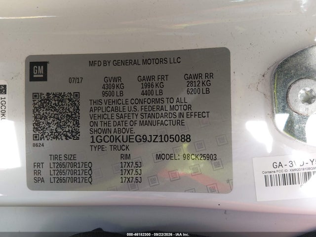Продажа на аукционе авто 2018 Chevrolet Silverado 2500hd Wt, vin: 1GC0KUEG9JZ105088, номер лота: 46182300