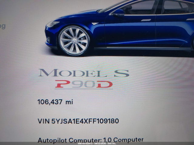 2015 Tesla Model S 85d/p85d მანქანა იყიდება აუქციონზე, vin: 5YJSA1E4XFF109180, აუქციონის ნომერი: 46182413
