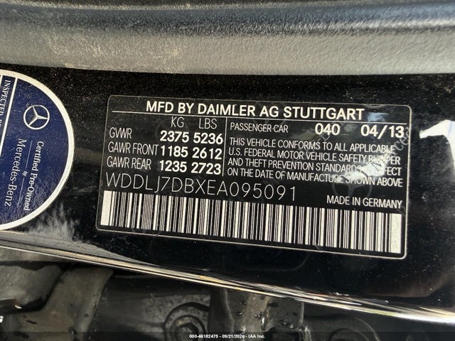 46182475 :رقم المزاد ، WDDLJ7DBXEA095091 vin ، 2014 Mercedes-benz Cls 550 مزاد بيع