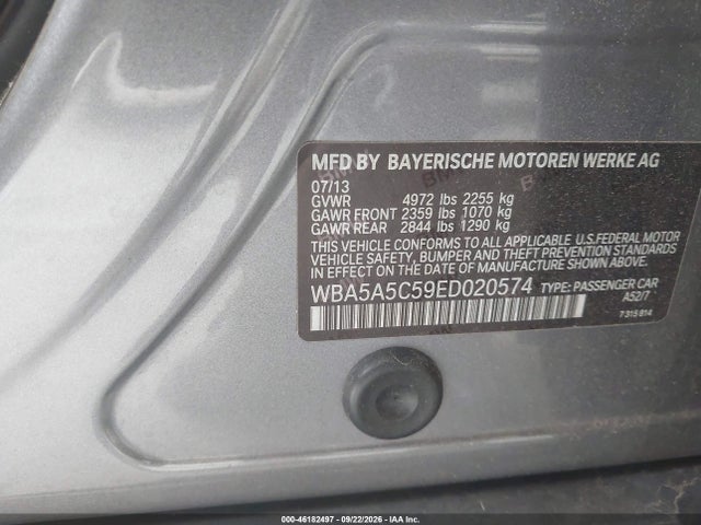 46182497 :رقم المزاد ، WBA5A5C59ED020574 vin ، 2014 Bmw 528i مزاد بيع