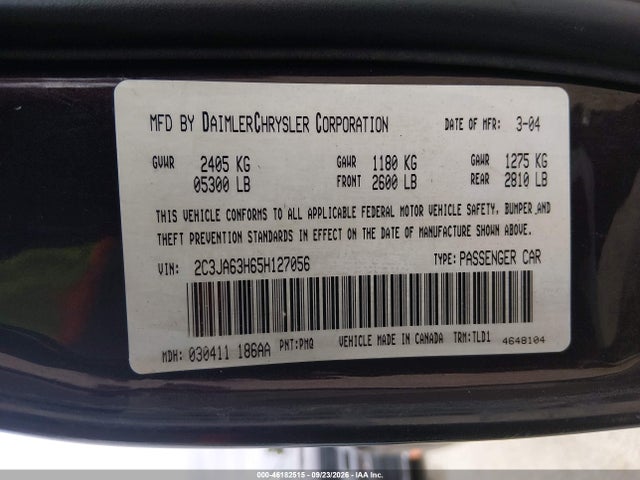 Продаж на аукціоні авто 2005 Chrysler 300c, vin: 2C3JA63H65H127056, номер лоту: 46182515