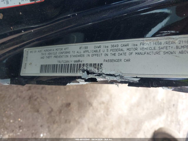 2000 Audi Tt მანქანა იყიდება აუქციონზე, vin: TRUTC28N1Y1000441, აუქციონის ნომერი: 46182540