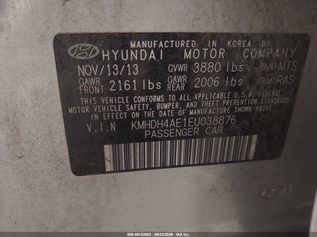 46182553 :رقم المزاد ، KMHDH4AE1EU038876 vin ، 2014 Hyundai Elantra Se مزاد بيع