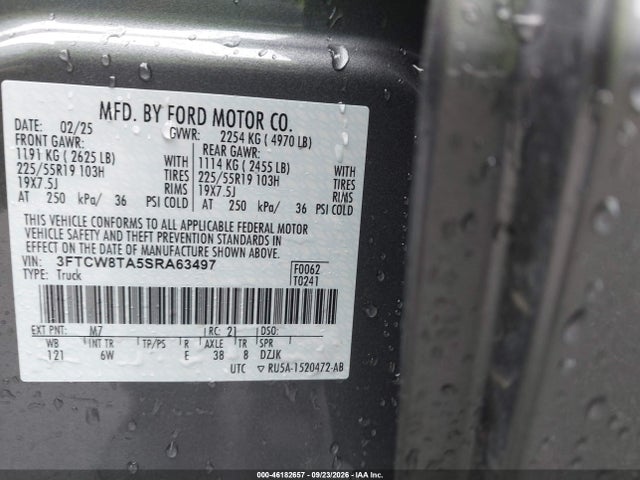 Продаж на аукціоні авто 2025 Ford Maverick Lobo Standard, vin: 3FTCW8TA5SRA63497, номер лоту: 46182657