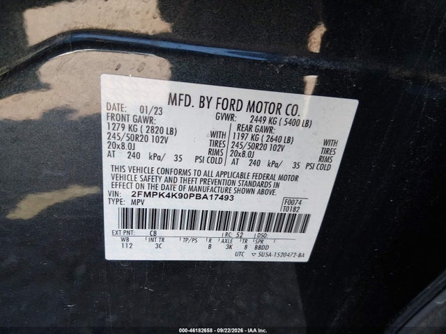 Aukcja sprzedaży 2023 Ford Edge Titanium, vin: 2FMPK4K90PBA17493, numer aukcji: 46182658