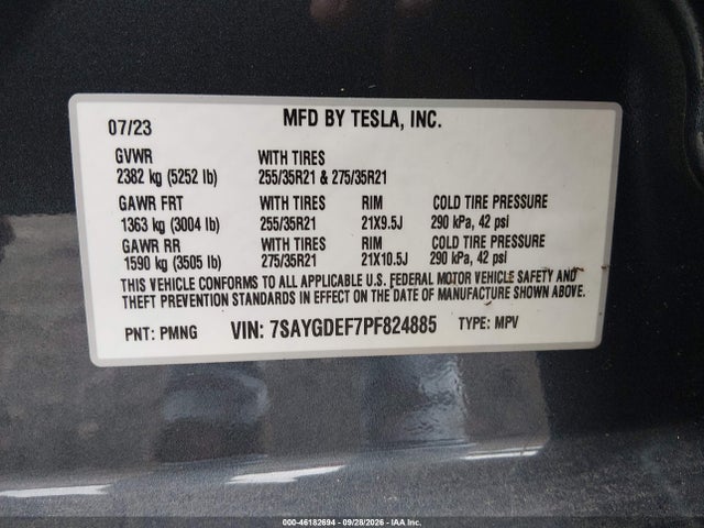 Aukcja sprzedaży 2023 Tesla Model Y Performance Dual Motor All-wheel Drive, vin: 7SAYGDEF7PF824885, numer aukcji: 46182694