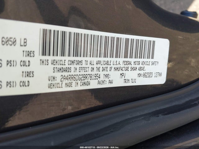 Продаж на аукціоні авто 2011 Chrysler Town & Country Limited, vin: 2A4RR6DG2BR781954, номер лоту: 46182715