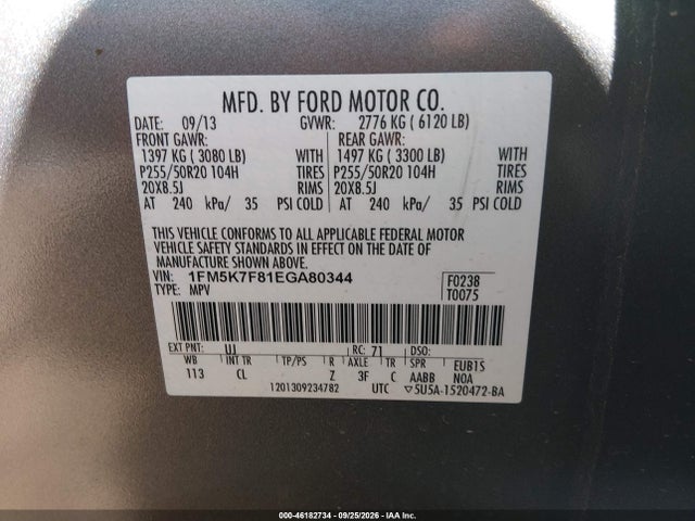 Ford Explorer Limited 2014 1FM5K7F81EGA80344 Image 9