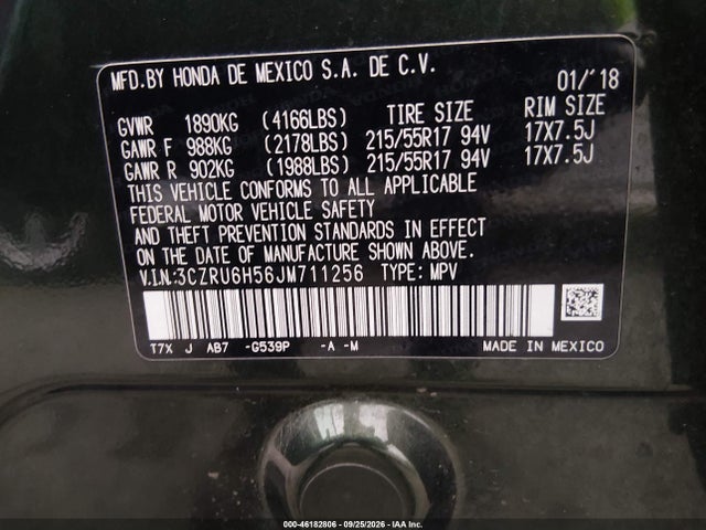 Honda HR-V EX 2018 3CZRU6H56JM711256 Image 9